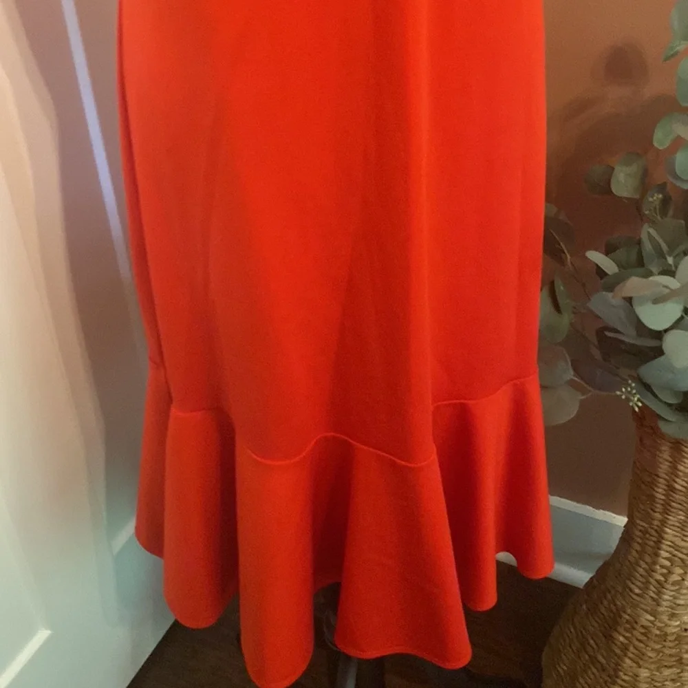 J.Crew 365 Red Stretch Ponte sheath v-neck 8 flare hem sleeveless zipper dress - Picture 4 of 16